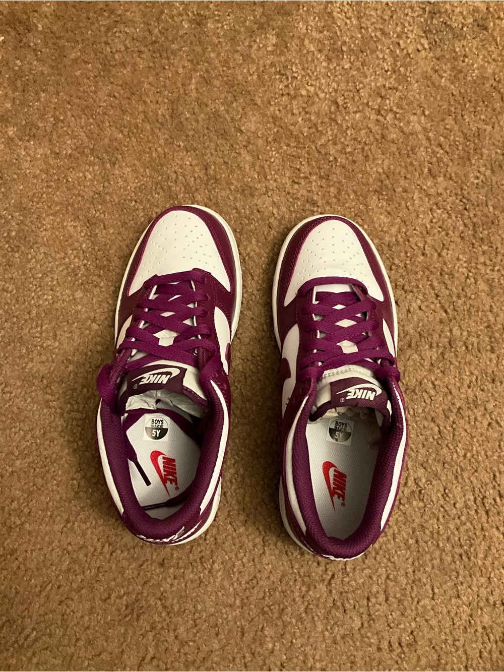 New never worn Nike Women’s Low-Top Sneakers in Plum and White